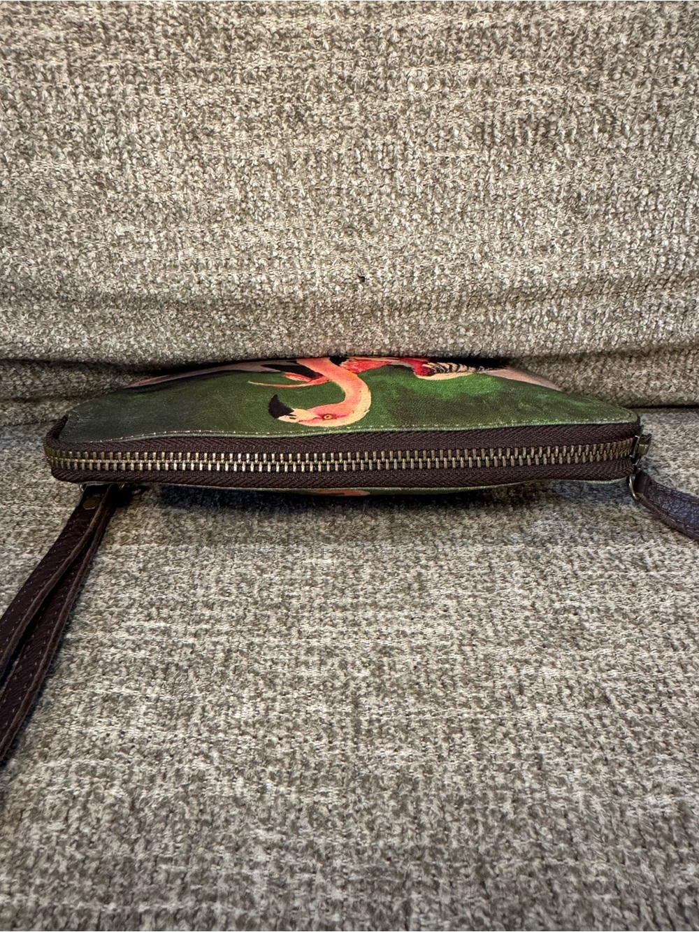 VIDA Flamingo Print Wristlet in Pink and Green - Picture 9 of 12